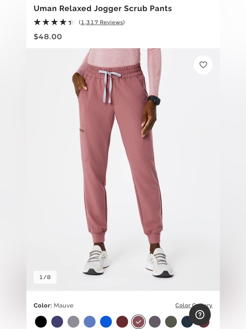 FIGS Mauve Women’s Jogger Pants with Drawstring Waist